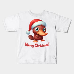 Cute Santa Platypus Illustration Kids T-Shirt